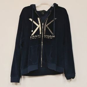 Kardashian Kollection Blue Velour Tracksuit Zipup